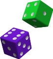 Green and purple dice clip art