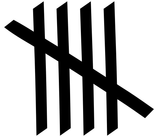 This picture shows a set of 5 tally marks. Tally marks are handy for counting certain sets of results.