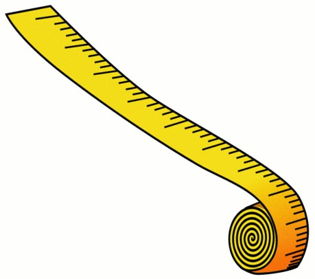 This picture features a cartoon like drawing of a length of measuring tape.
