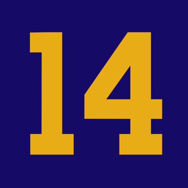 This picture shows the number 14 inside a square.