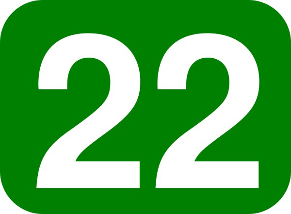 This picture shows the number 22 written in white.