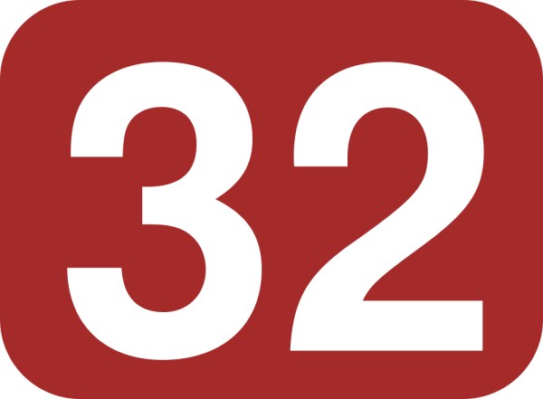 This picture shows the number 32 written in white.
