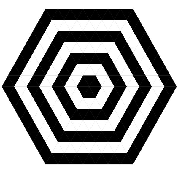This picture features a hexagonal target with alternating black and white hexagons.