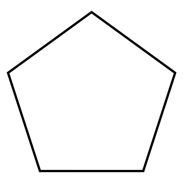 This picture features a pentagon. A pentagon is a polygon (2D shape) with 5 sides and 5 interior angles which add to 540 degrees.