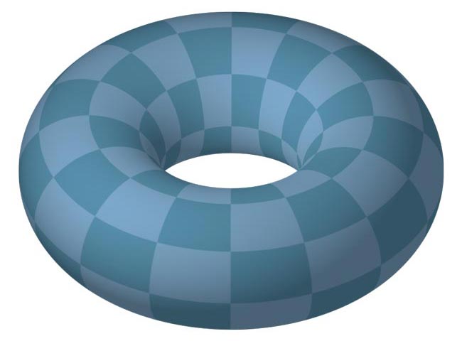 This picture features a torus. A torus is a curved 3D shape that looks similar to a donut.