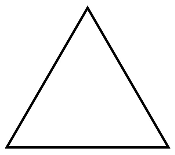 This picture features a triangle. A triangle is a polygon (2D shape) with 3 sides and 3 interior angles which add to 180 degrees.